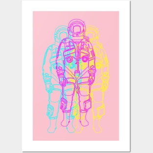 Cyan Magenta Yellow Outline Basic Flight Suit Posters and Art